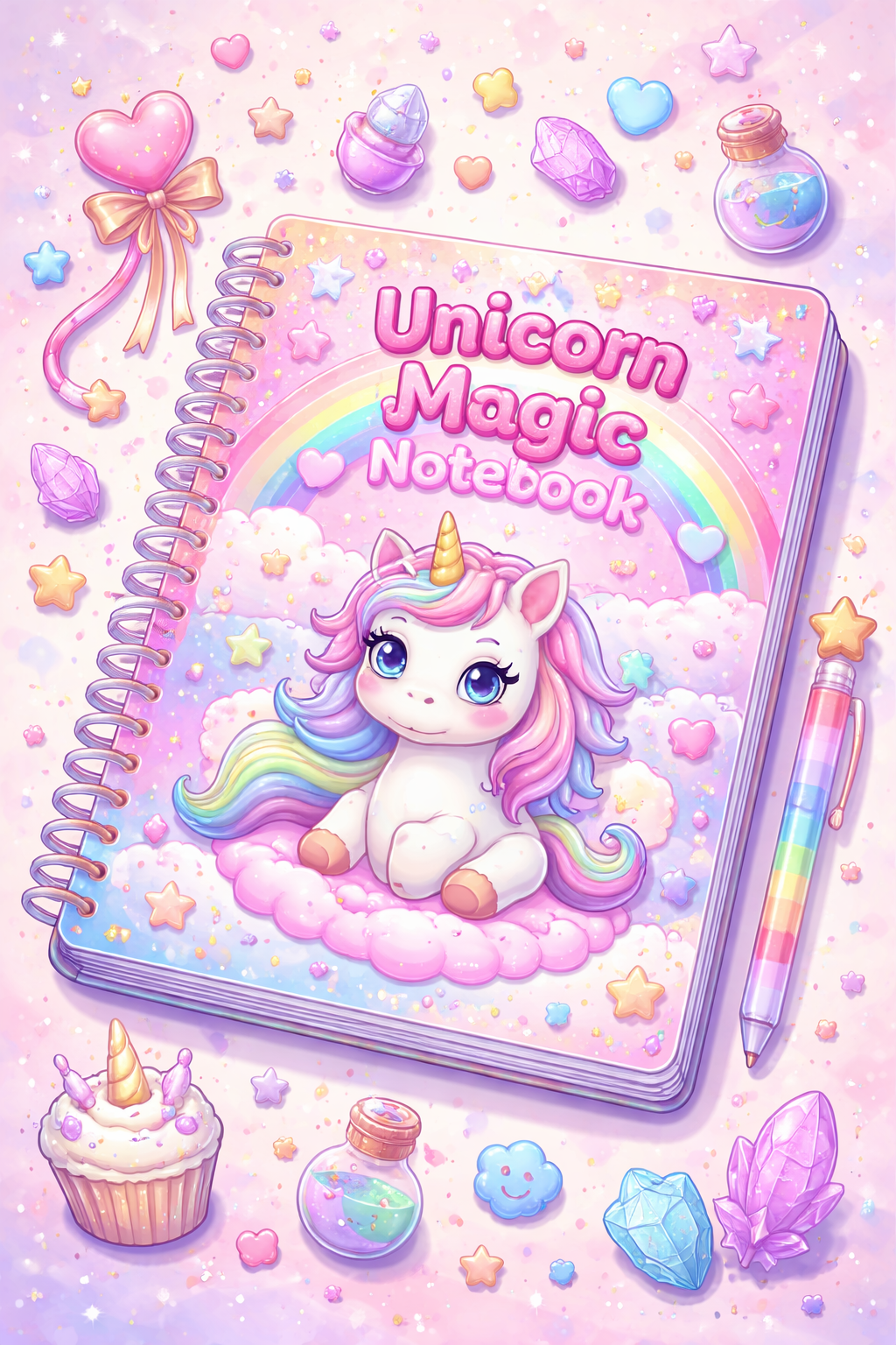 cute unicorn magic notebook